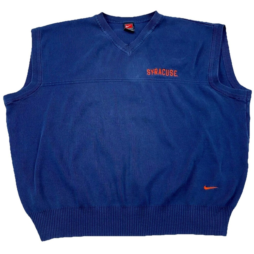 Vintage Syracuse Orange Sweater Vest Men XL Blue Nike Y2K 2000s V‎ Neck Knit *